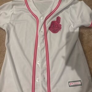 MLB White and Pink Button Down Shirt